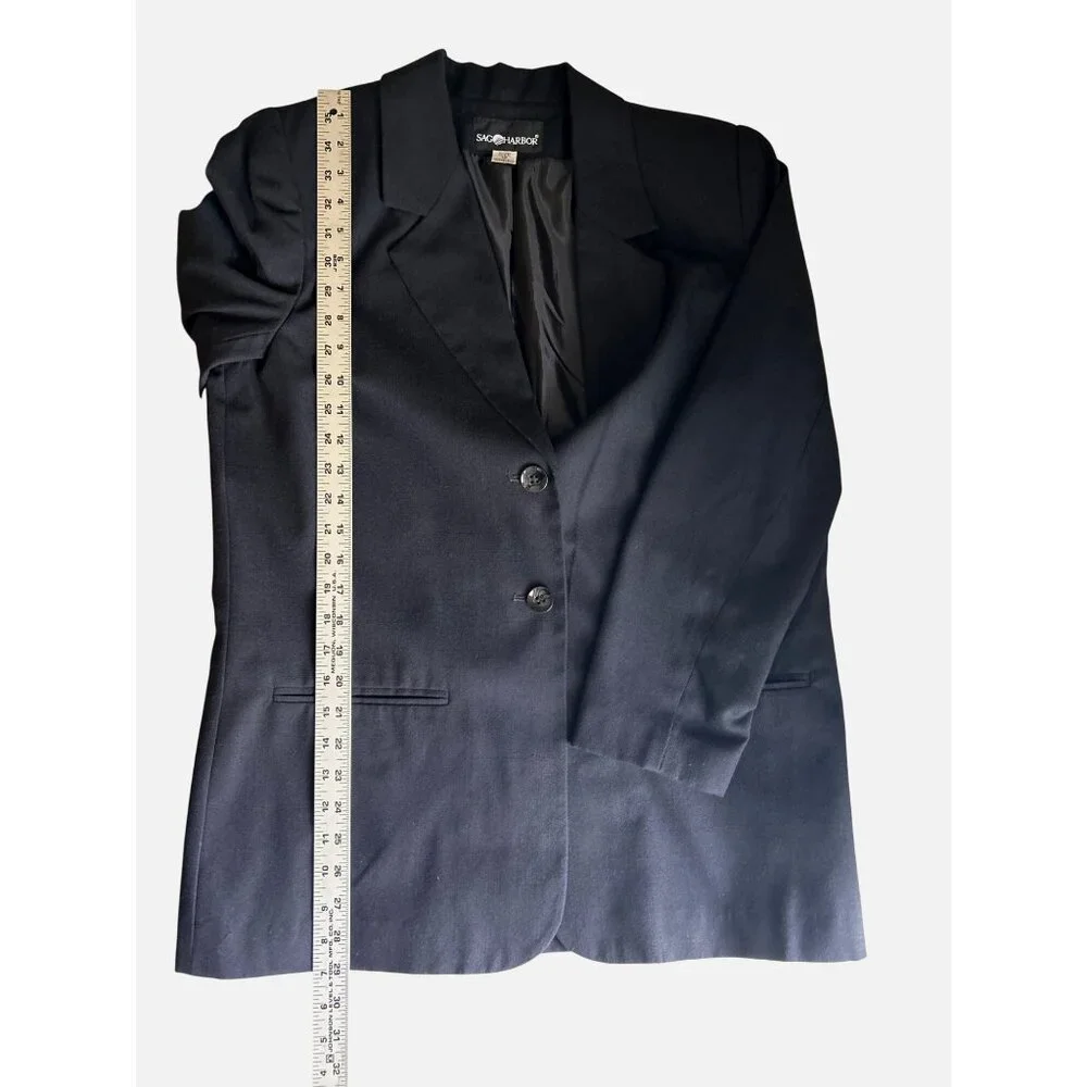 Vtg. Sag Harbor Womens Black Two-Button Blazer Size 12 Professional Wear Office - Picture 8 of 8